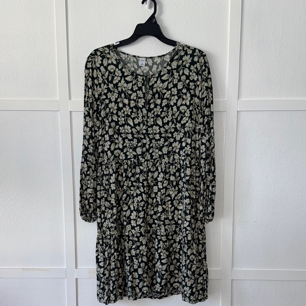 Floral Green and White Dress